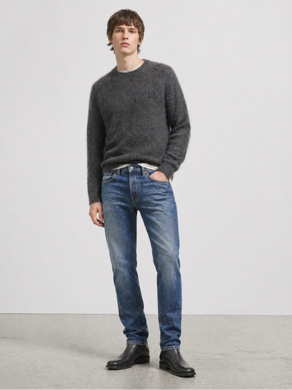 Acne Studios Blå Konst River Mid Blue Jeans 29x32 Slim Fit